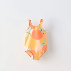 Zara Toddler Orange and Yellow One Piece Swimsuit